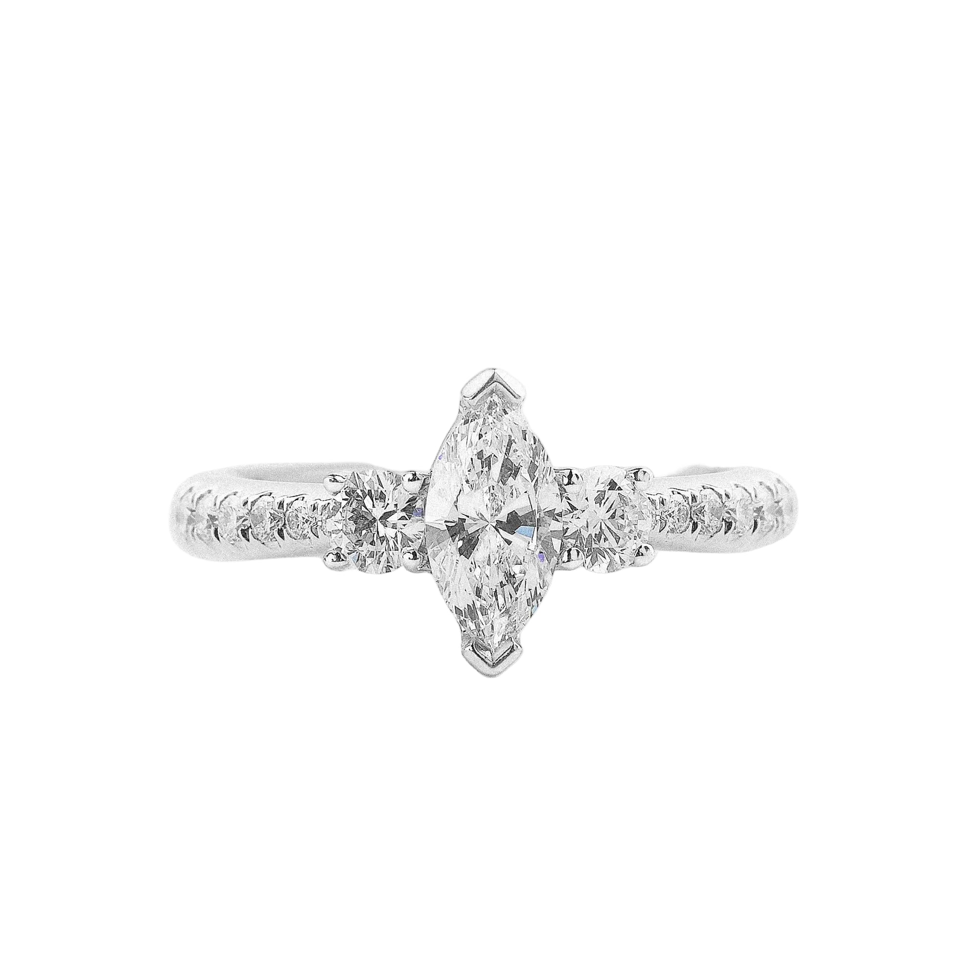 C0.40ct S0.35ct G vs1 Marquise Natural Diamond Solitaire with Brill Sides & Sh Set In18ct White Gold