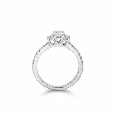 C0.50ct S0.30ct Natural Diamond Oval And Round Brilliant Three Stone Set In 18ct White Gold