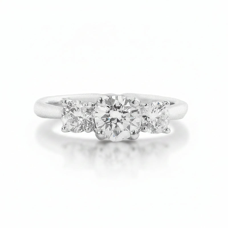 C0.60ct S0.50ct G vs1 Brilliant Cut Natural Diamond Trilogy Ring Set In Platinum