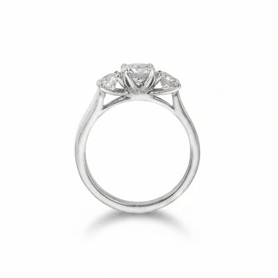 C0.60ct S0.50ct G vs1 Brilliant Cut Natural Diamond Trilogy Ring Set In Platinum