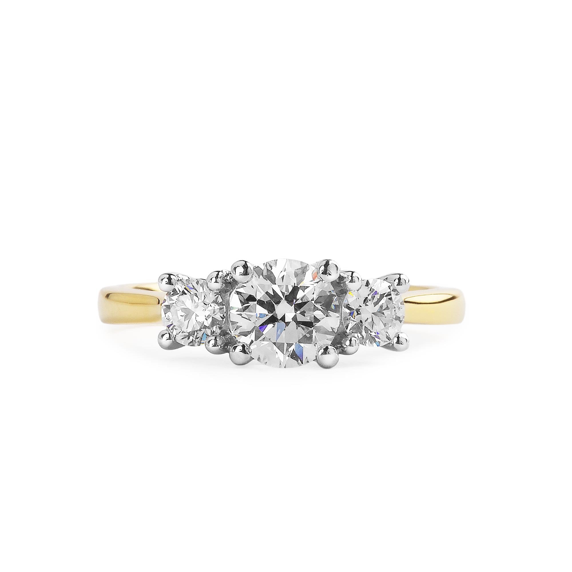C0.70ct S0.36ct E VS2 Certified Natural Diamond Three Stone Engagement Ring