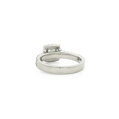 C0.72ct S0.56ct E vs1 Princess Cut Natural Diamond Halo Solitaire Set In Platinum