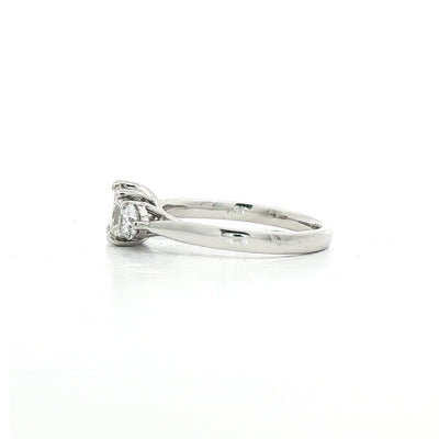 C0.75ct S0.38ct F vs1 Princess & Round Natural Diamond Three Stone Ring Set In 18ct White Gold