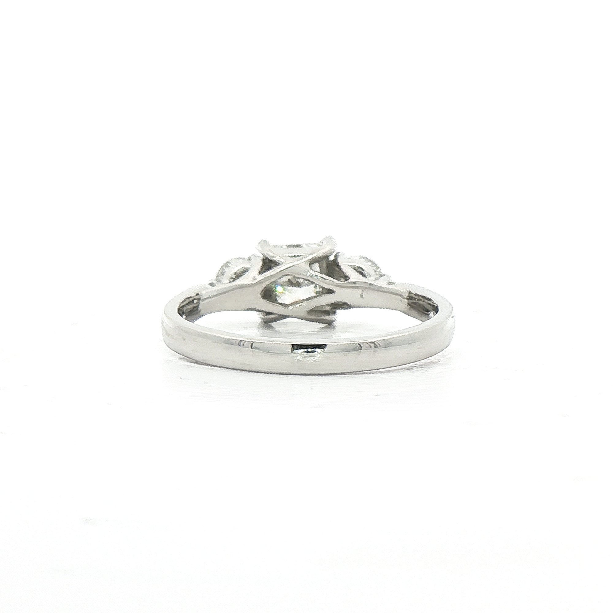 C0.75ct S0.38ct F vs1 Princess & Round Natural Diamond Three Stone Ring Set In 18ct White Gold