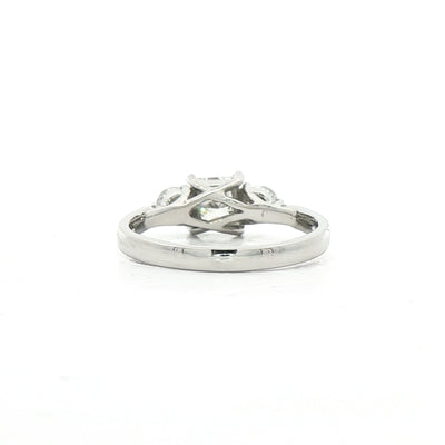 C0.75ct S0.38ct F vs1 Princess & Round Natural Diamond Three Stone Ring Set In 18ct White Gold