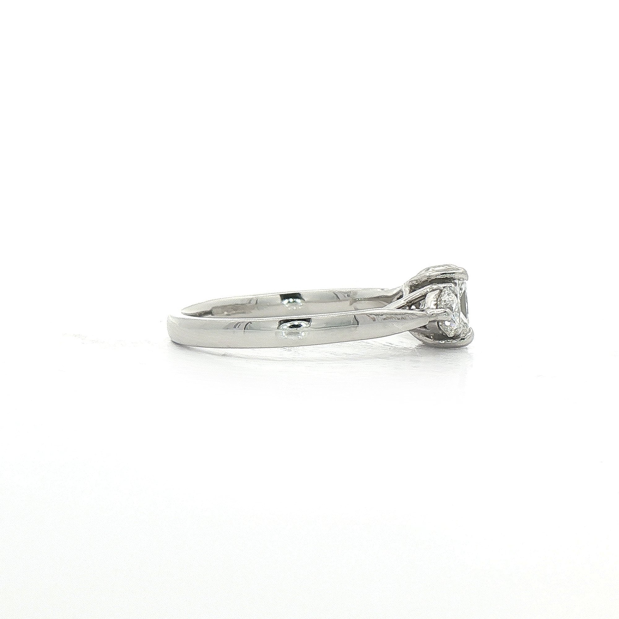 C0.75ct S0.38ct F vs1 Princess & Round Natural Diamond Three Stone Ring Set In 18ct White Gold