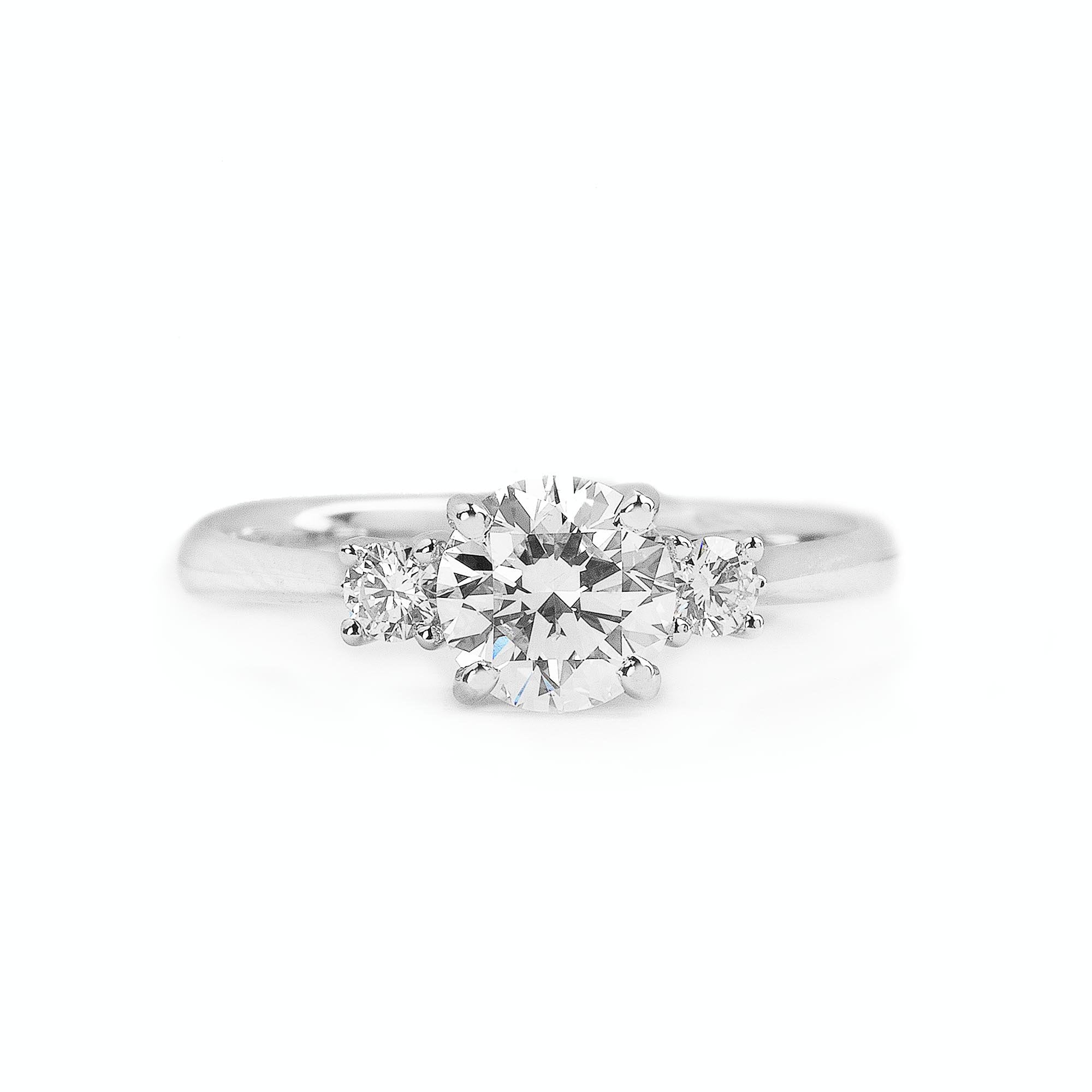 C0.80ct S0.12ct D si1 Brilliant Cut Natural Diamond Solitaire With Side Diamonds In 18ct White Gold