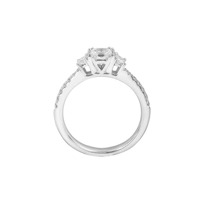C0.80ct S0.30ct E vvs1 Asscher & Princess Cut Diamond Three Stone Set In 18ct White Gold