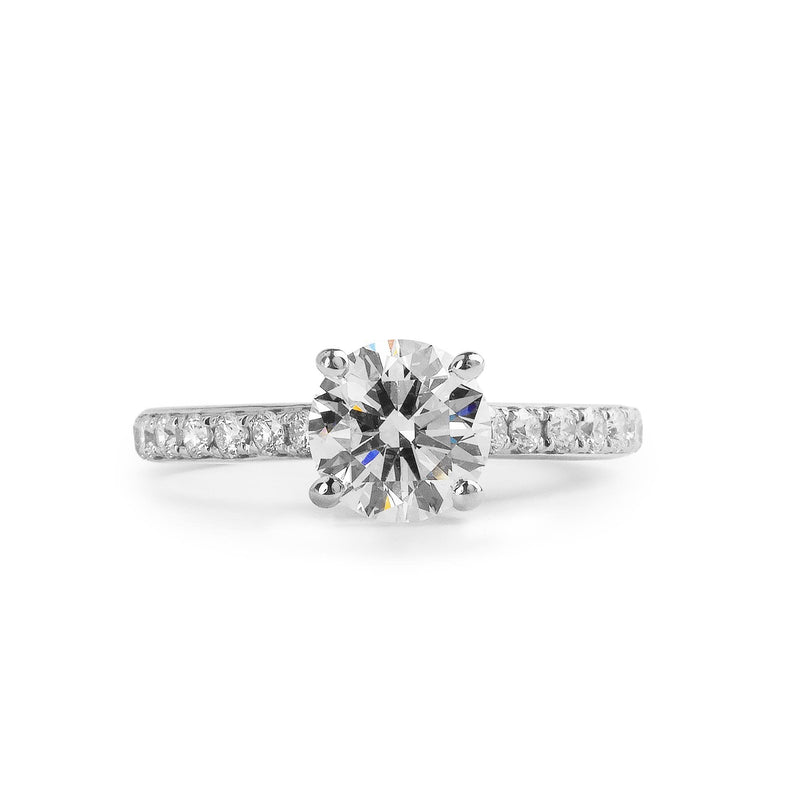 C1.20ct S0.35ct F si1 Natural Diamond Solitaire Ring with Diamond Shoulders Set In 18ct White Gold