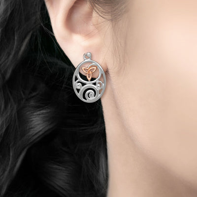 Celtic Trinity Knot Sterling Silver & Rose Gold House of Lor Earrings