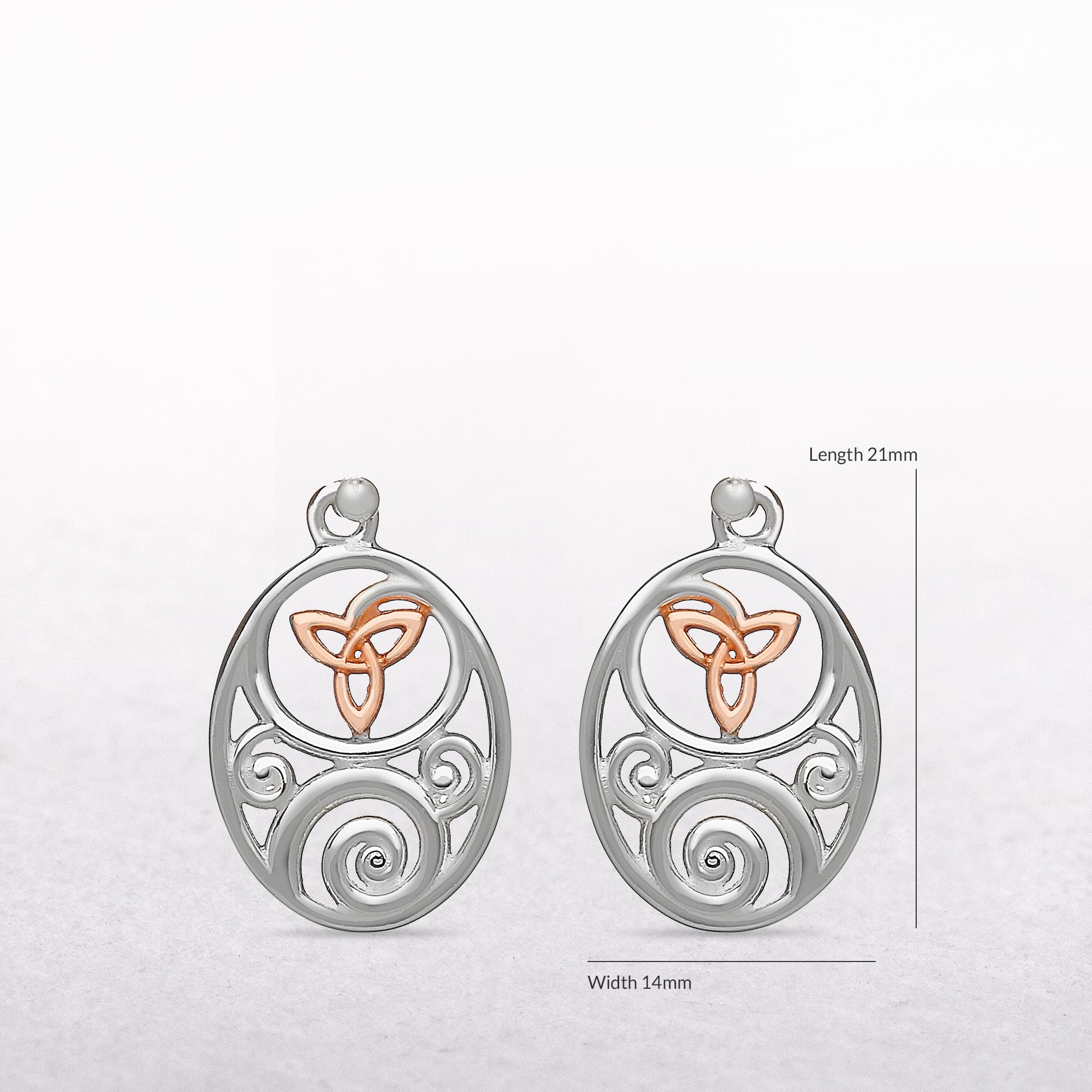 Celtic Trinity Knot Sterling Silver & Rose Gold House of Lor Earrings
