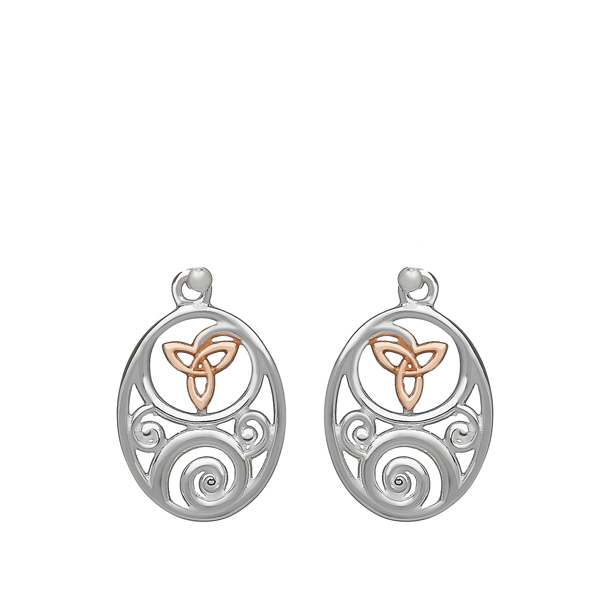 Celtic Trinity Knot Sterling Silver & Rose Gold House of Lor Earrings