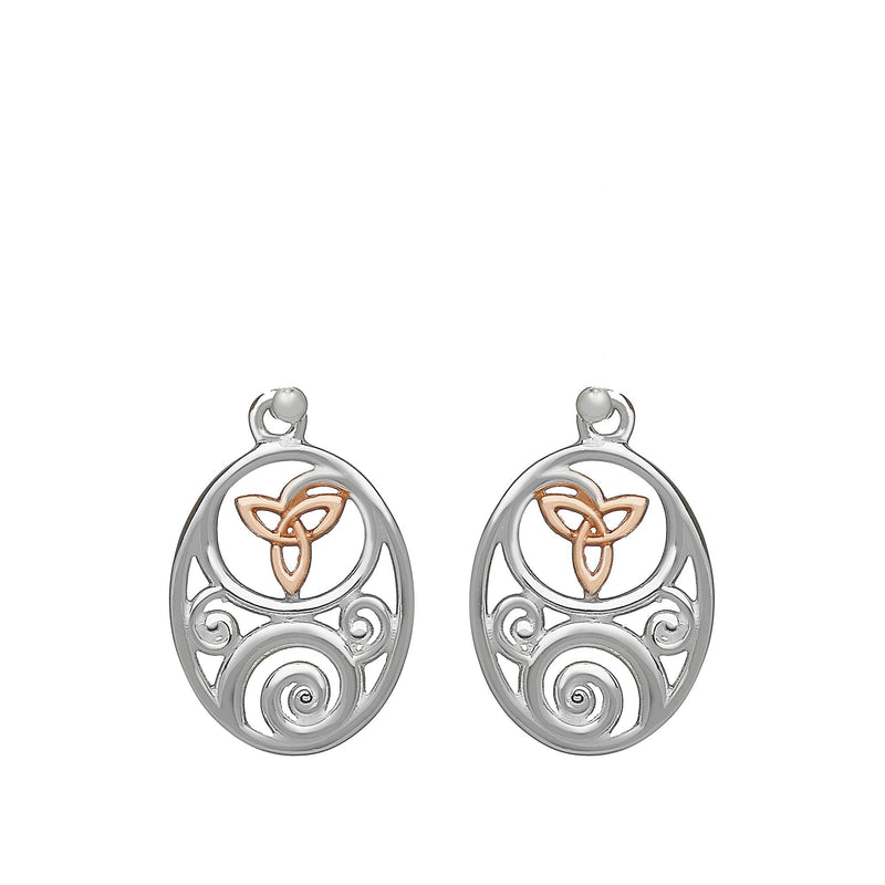Celtic Trinity Knot Sterling Silver & Rose Gold House of Lor Earrings