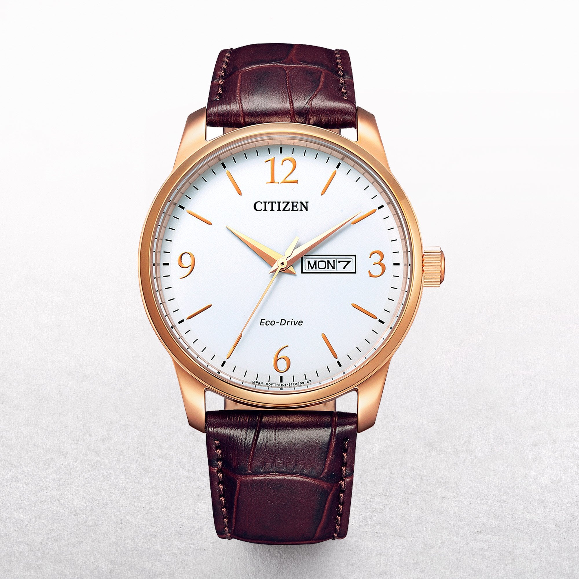 Citizen Classic Gents Eco-Drive White Dial Watch on Maroon Strap