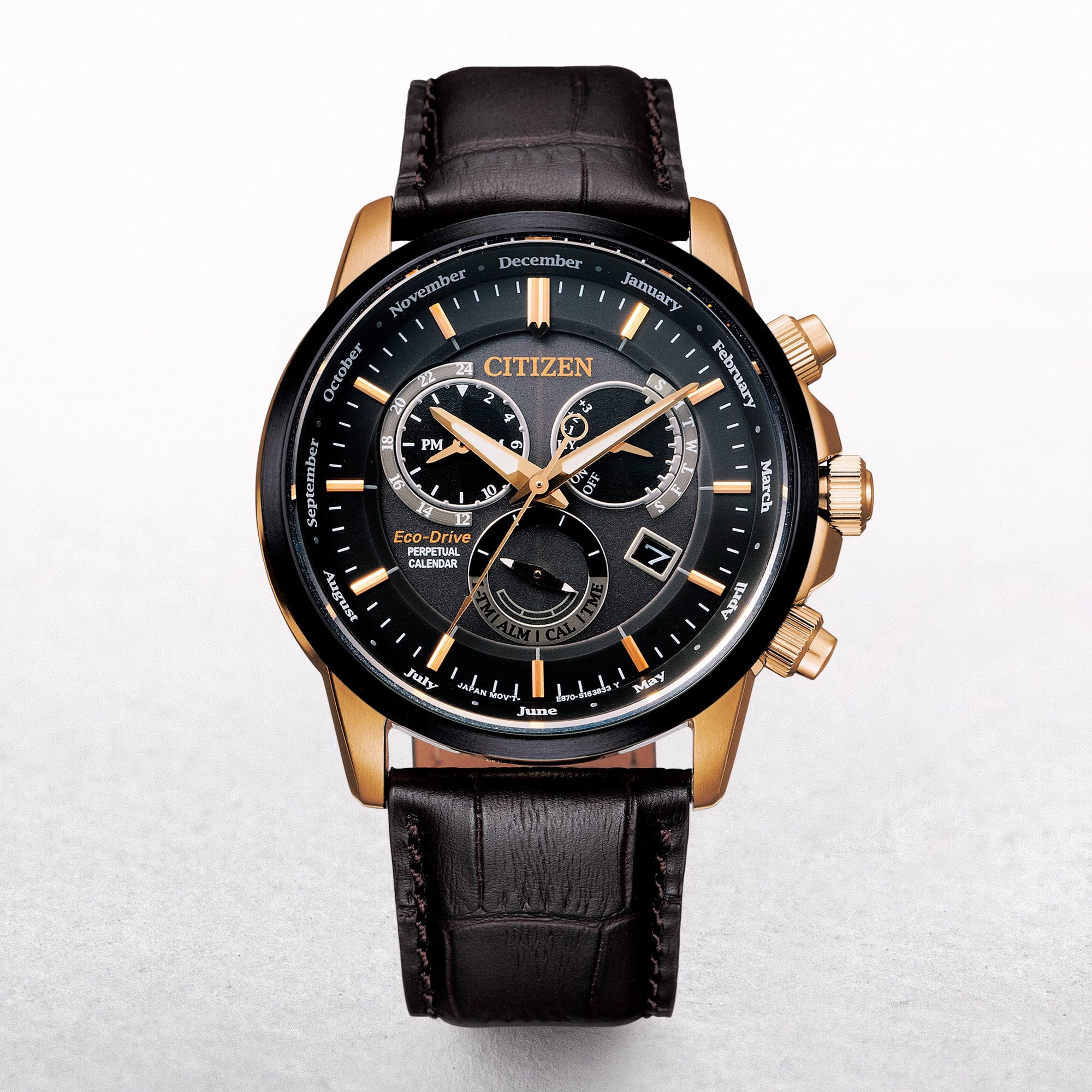 Citizen Eco-Drive Perpetual Calendar Watch with Brown Strap