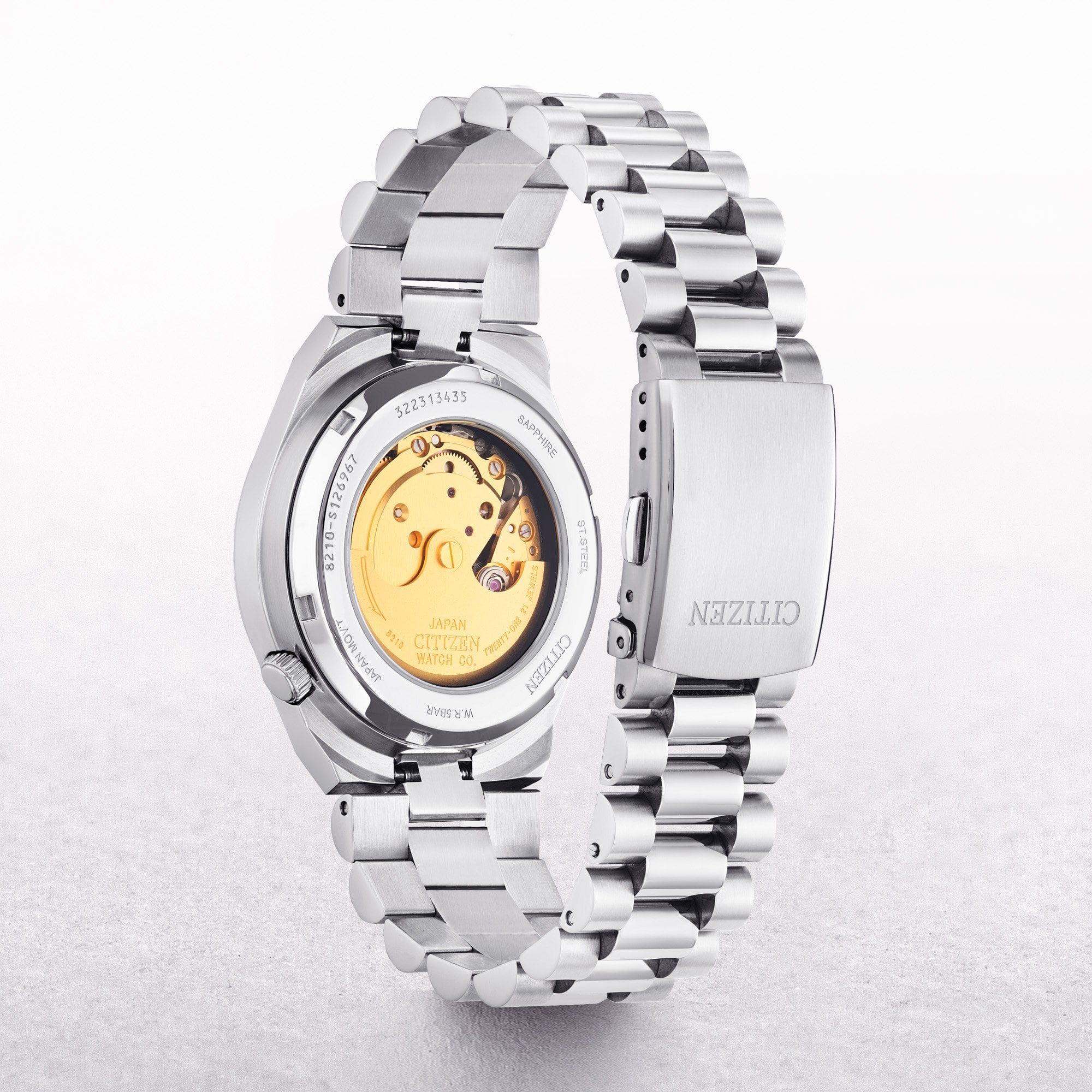 Citizen Gents Tsuoyosa Automatic Watch With A Yellow Dial On A Stainless Steel Bracelet