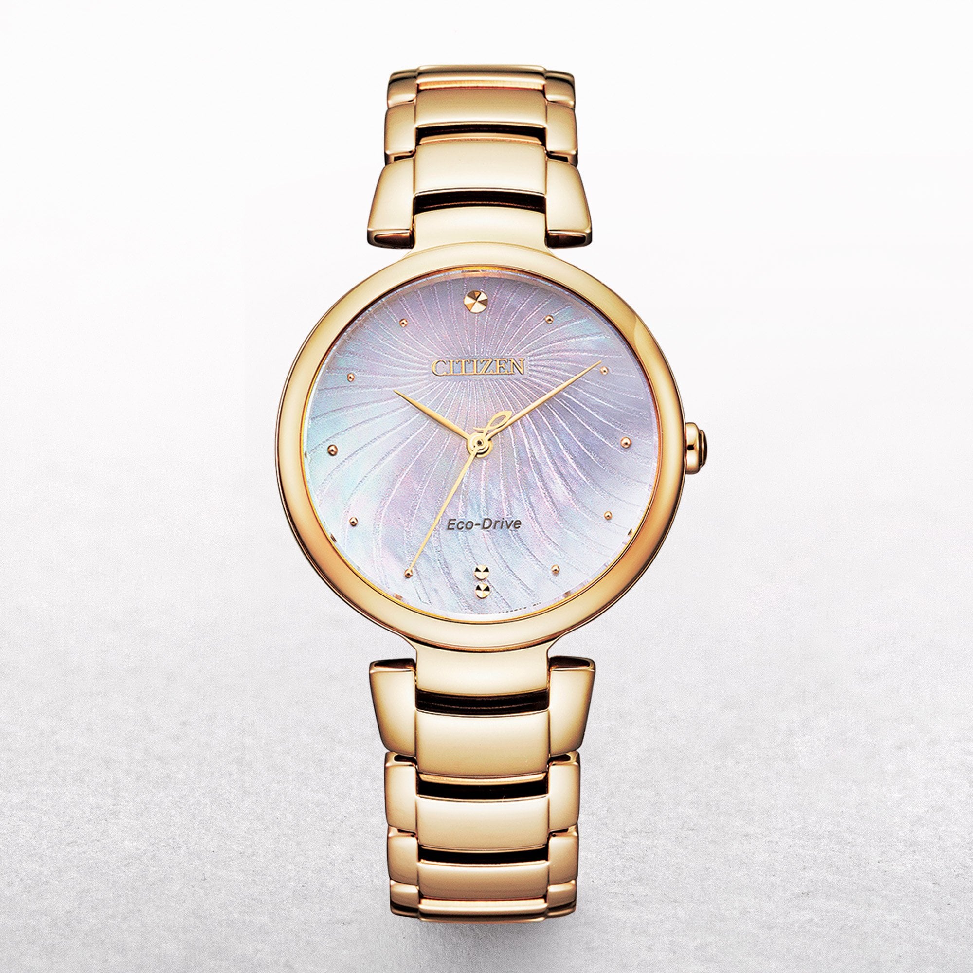 Citizen Ladies Mother-of-Pearl Eco-Drive Watch in Plated Steel