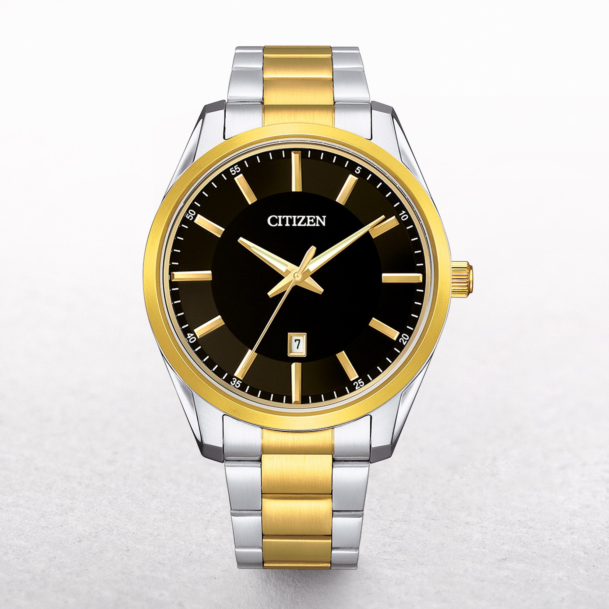 Citizen Two Tone Gents Quartz Watch with Black Dial