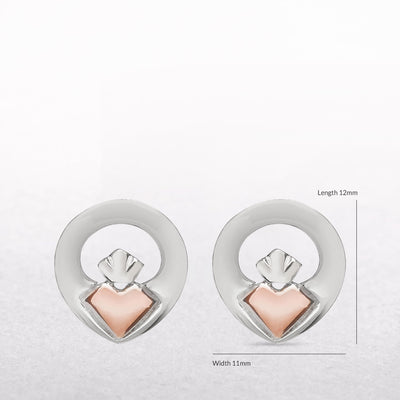 Claddagh Silver & Rose Gold House of Lor Stud Earrings
