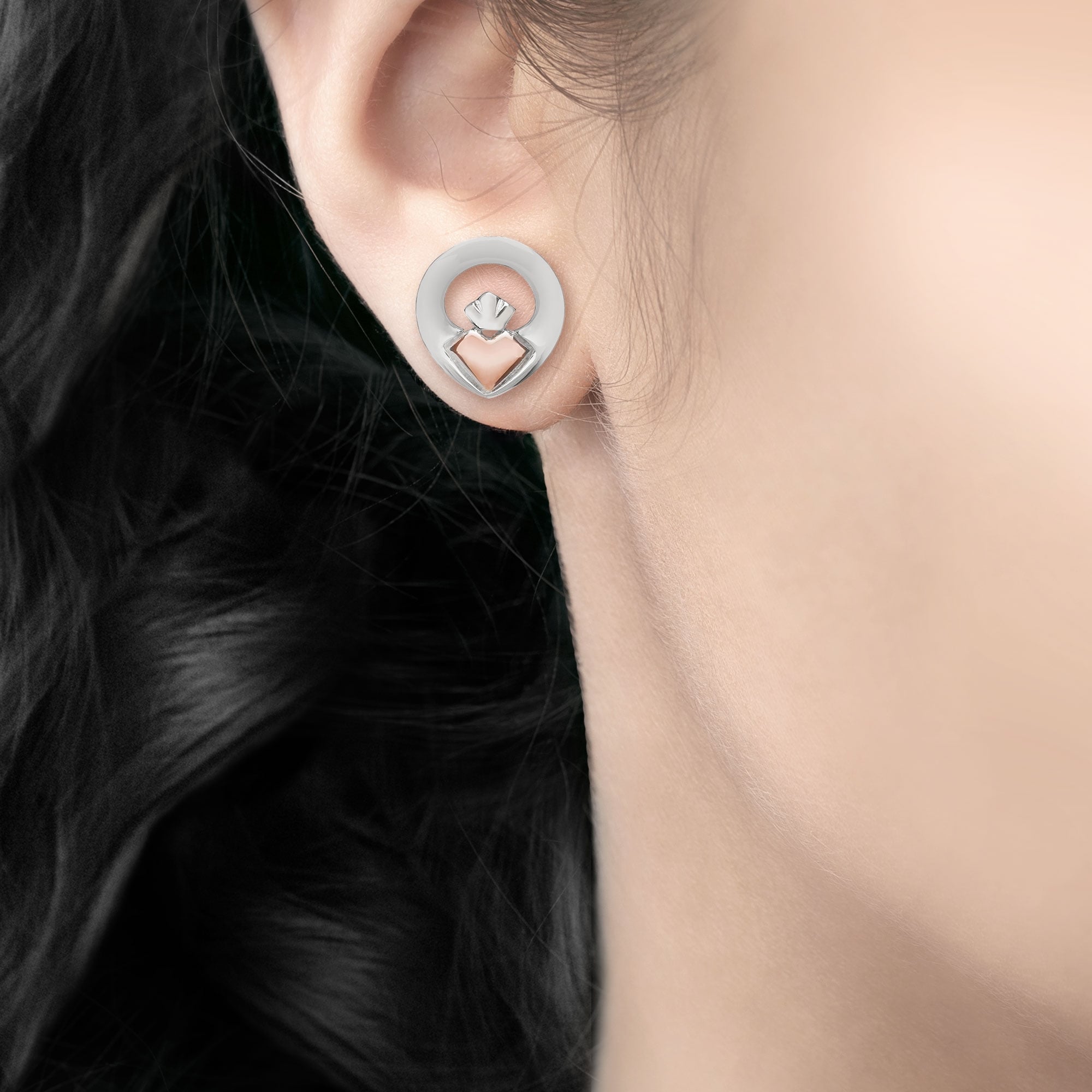 Claddagh Silver & Rose Gold House of Lor Stud Earrings