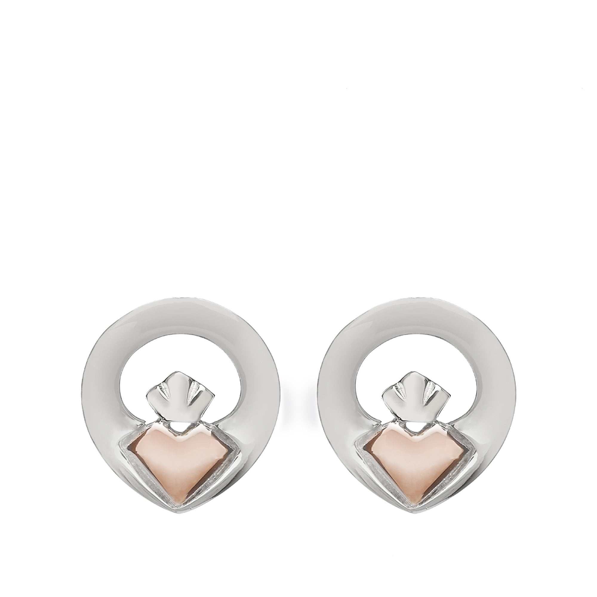 Claddagh Silver & Rose Gold House of Lor Stud Earrings