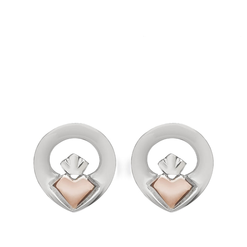 Claddagh Silver & Rose Gold House of Lor Stud Earrings