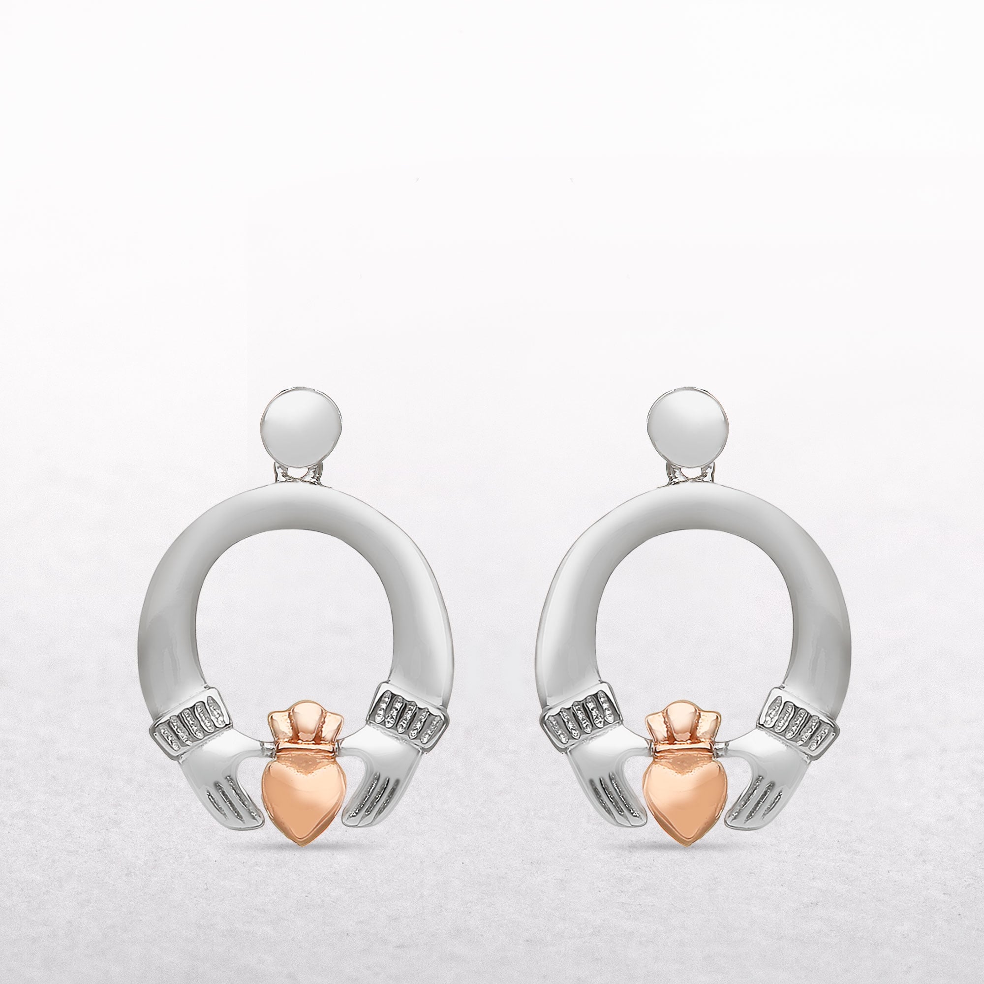 Claddagh Sterling Silver & Rose Gold House of Lor Earrings