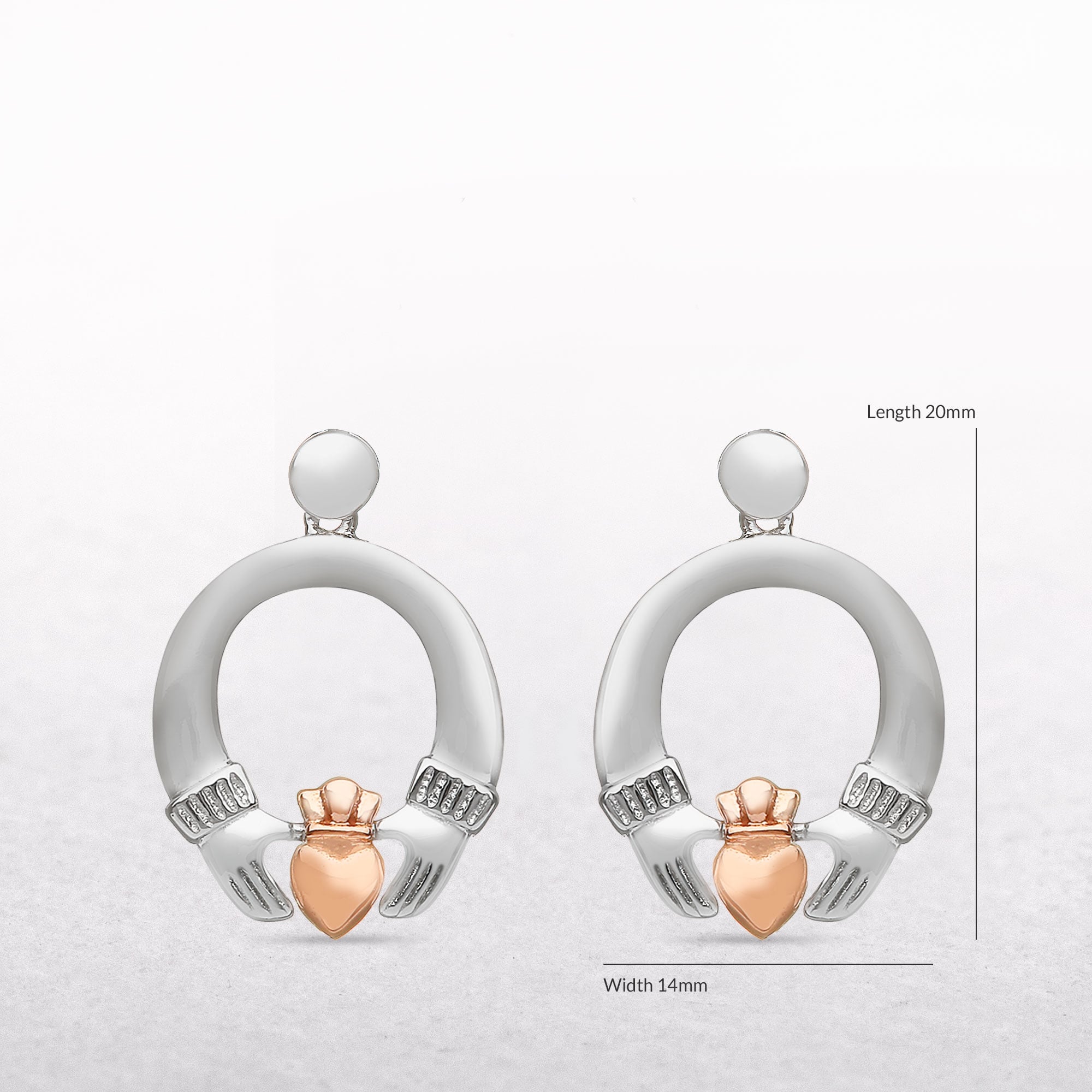 Claddagh Sterling Silver & Rose Gold House of Lor Earrings