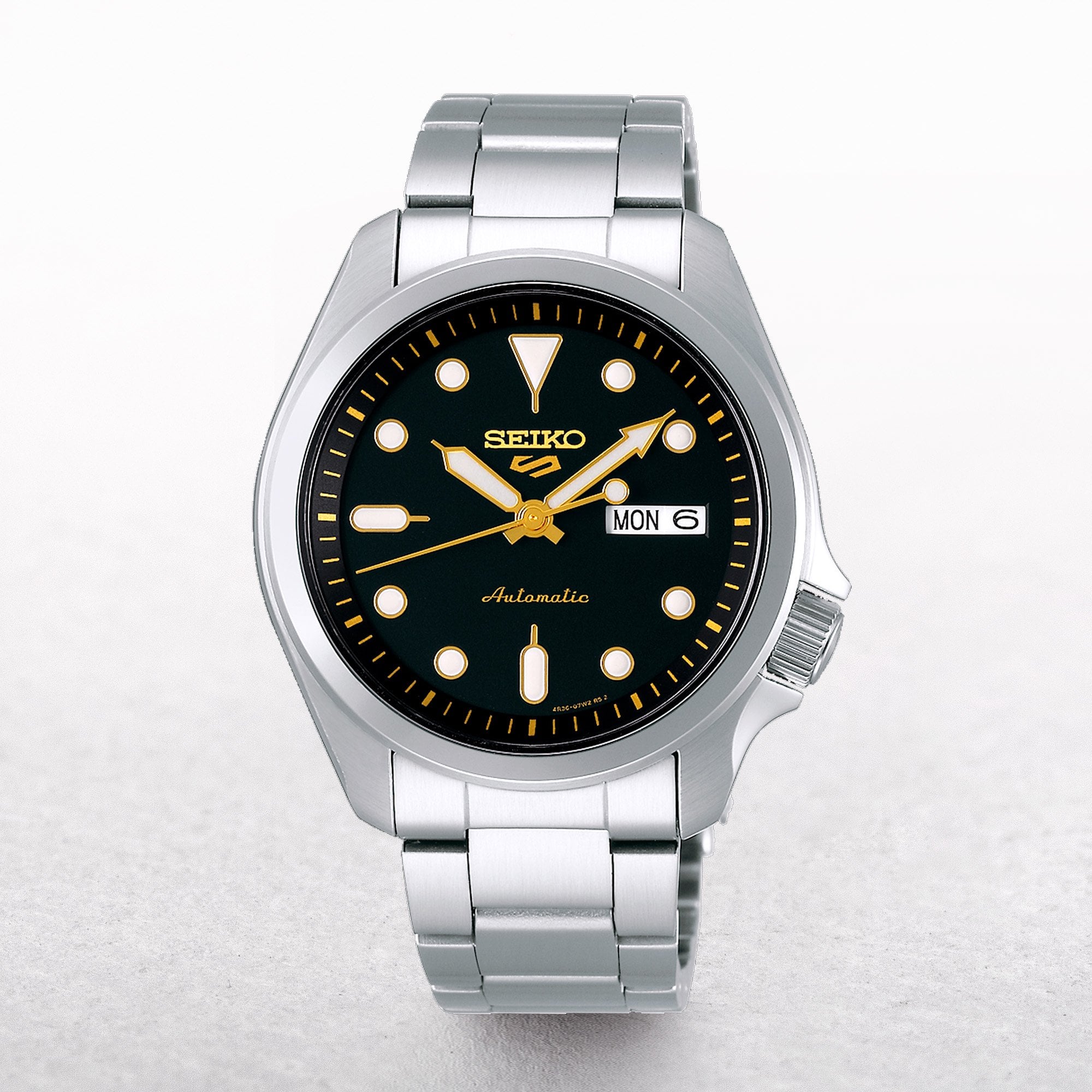 Classic Seiko Black Dial Automatic Watch in Stainless Steel