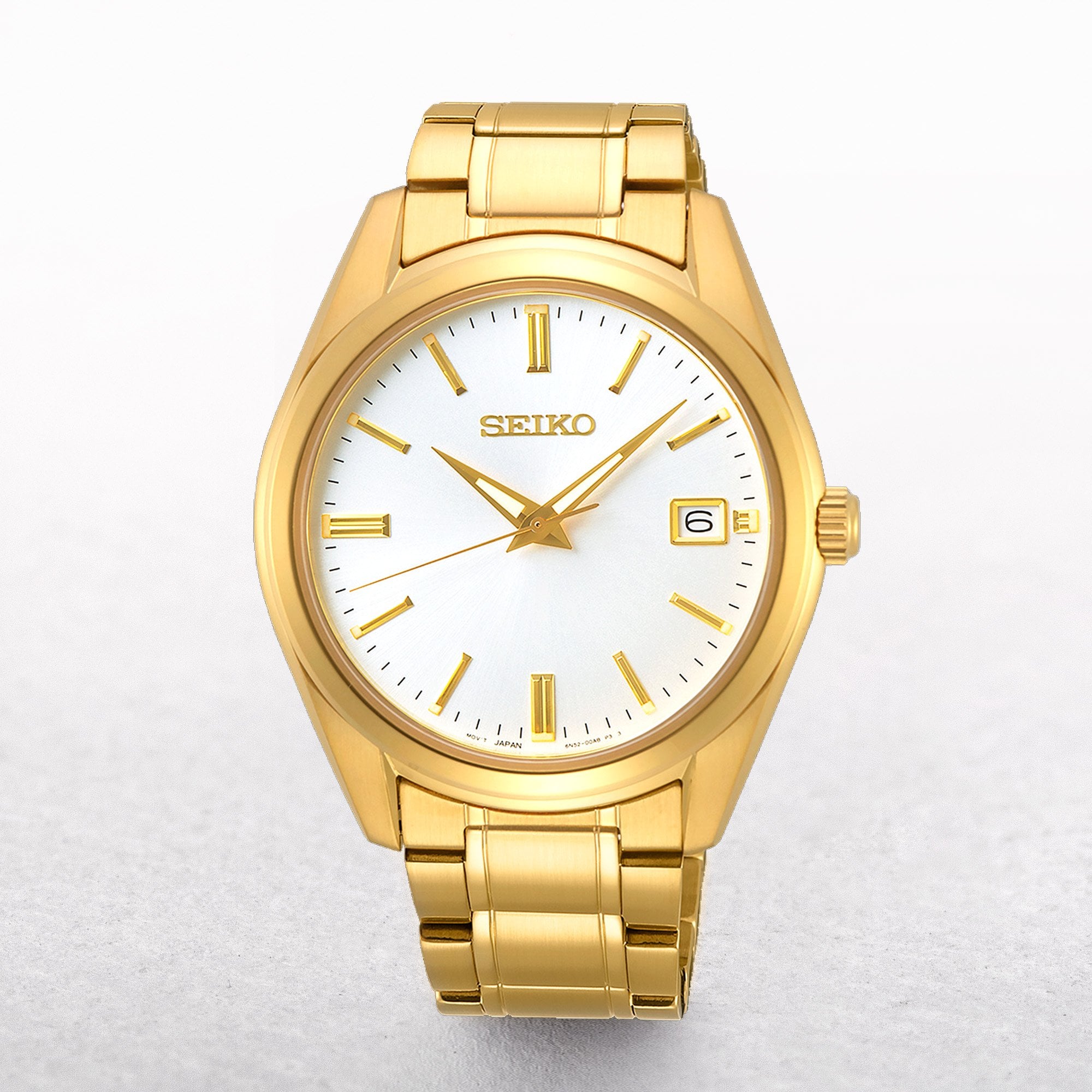 Classic Seiko Yellow Gold Plated Quartz Watch with White Dial