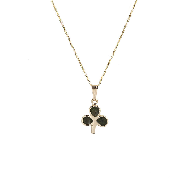 Connemara Marble Shamrock Pendant & Chain In 10ct Yellow Gold