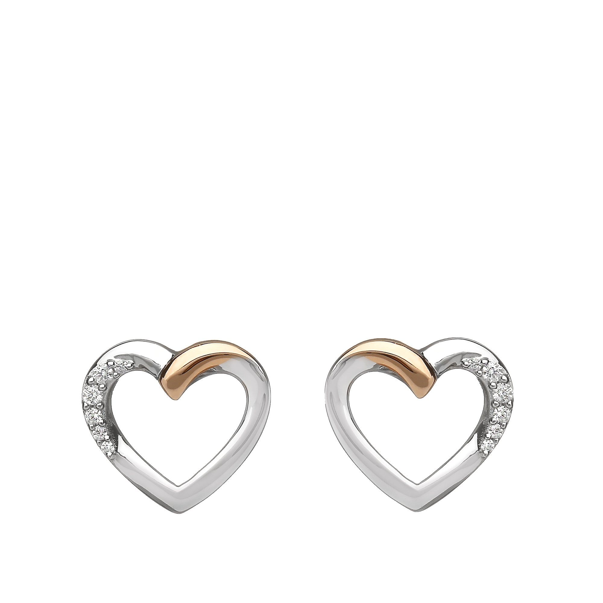 Cubic Zirconia & Irish Rose Gold Heart Slider House of Lor Stud Earrings