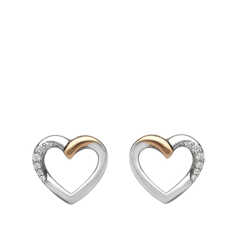 Cubic Zirconia & Irish Rose Gold Heart Slider House of Lor Stud Earrings