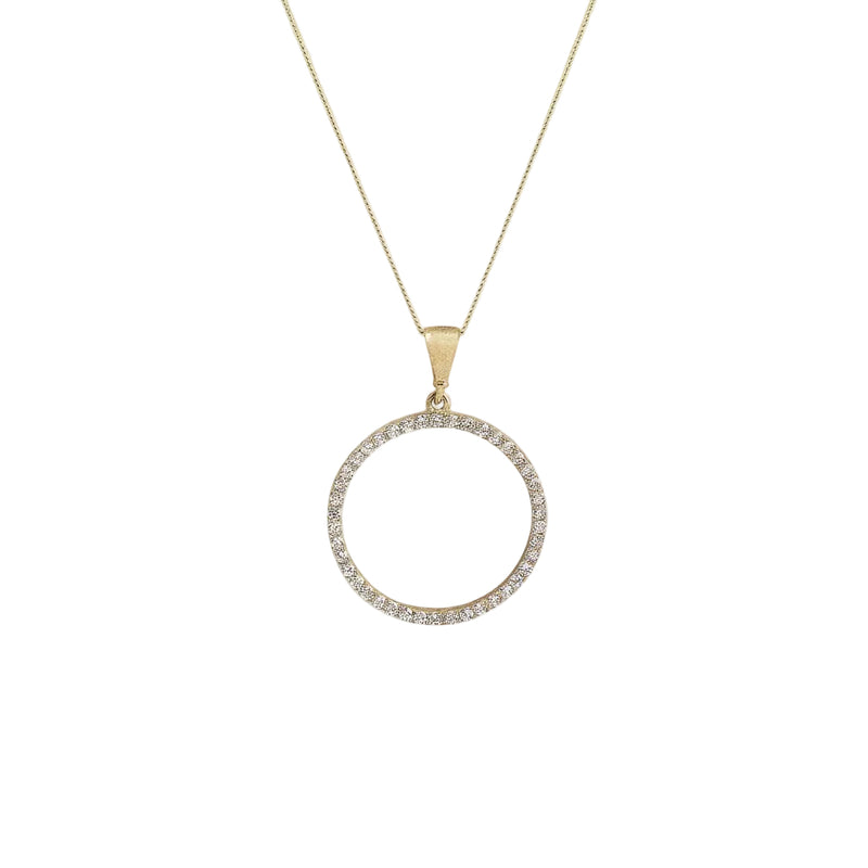 Cubic Zirconia Open Circle Pendant & Chain in 9ct Yellow Gold
