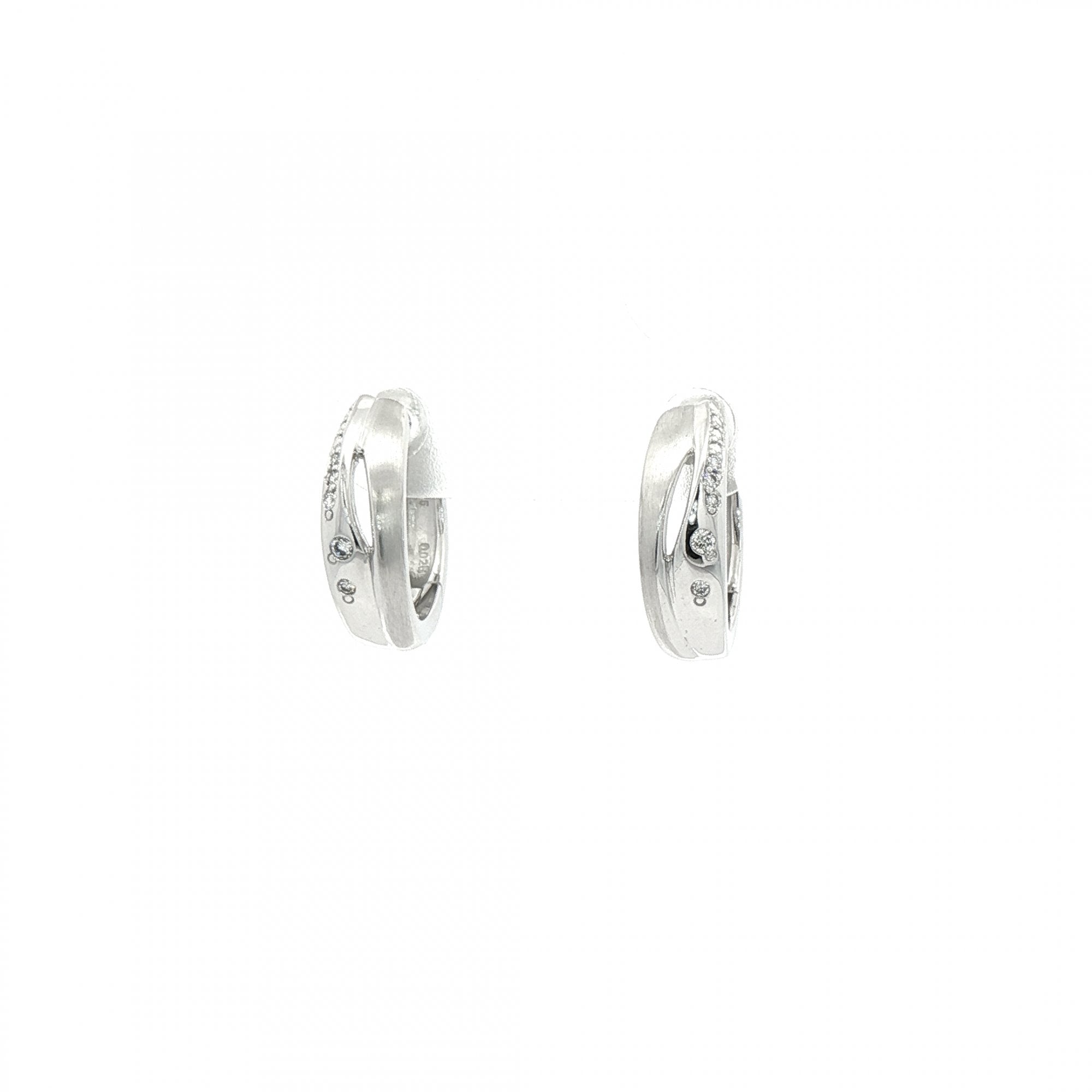 Cuff Style Diamond Set Earrings in 18ct White Gold