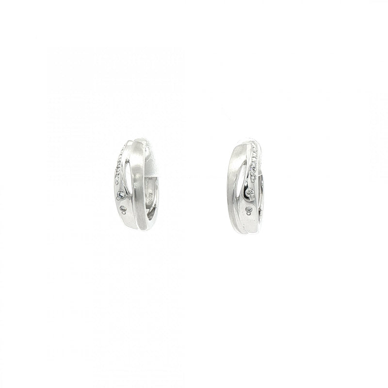 Cuff Style Diamond Set Earrings in 18ct White Gold