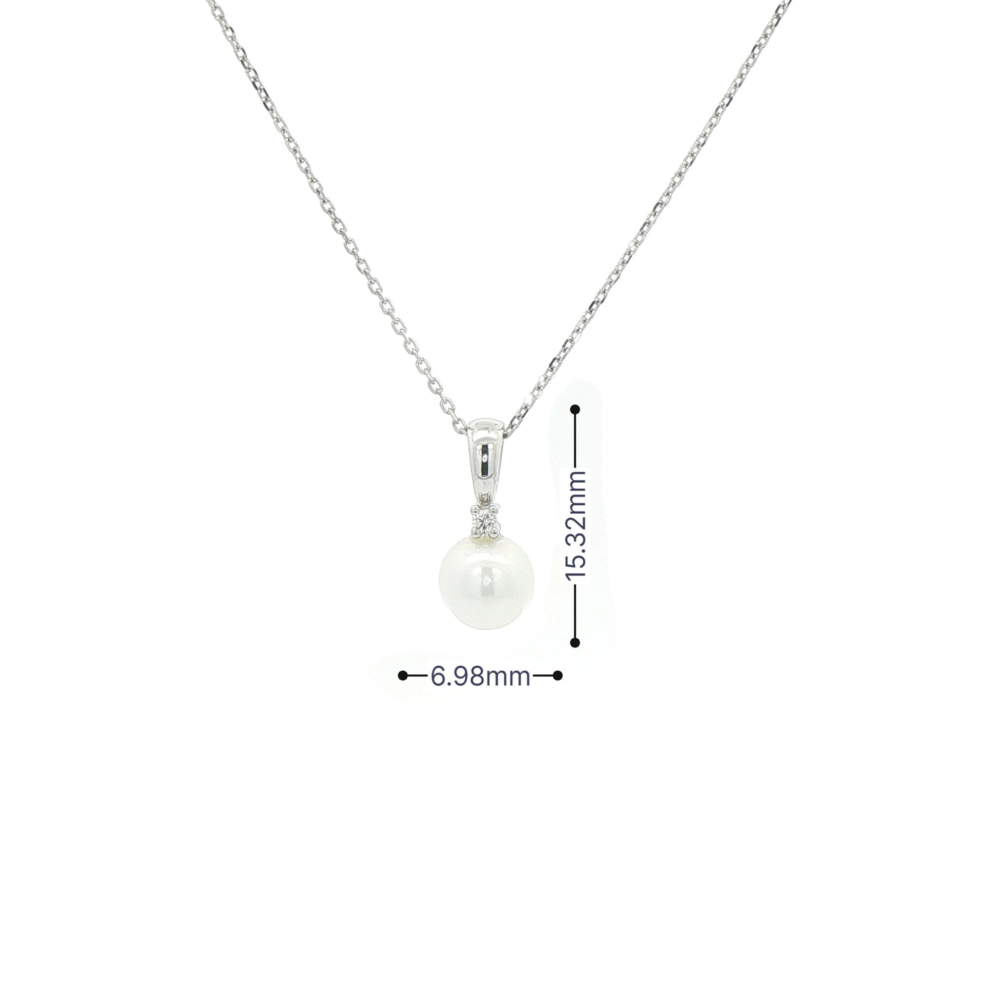 Cultured Pearl & Natural Diamond Pendant in 9ct White Gold