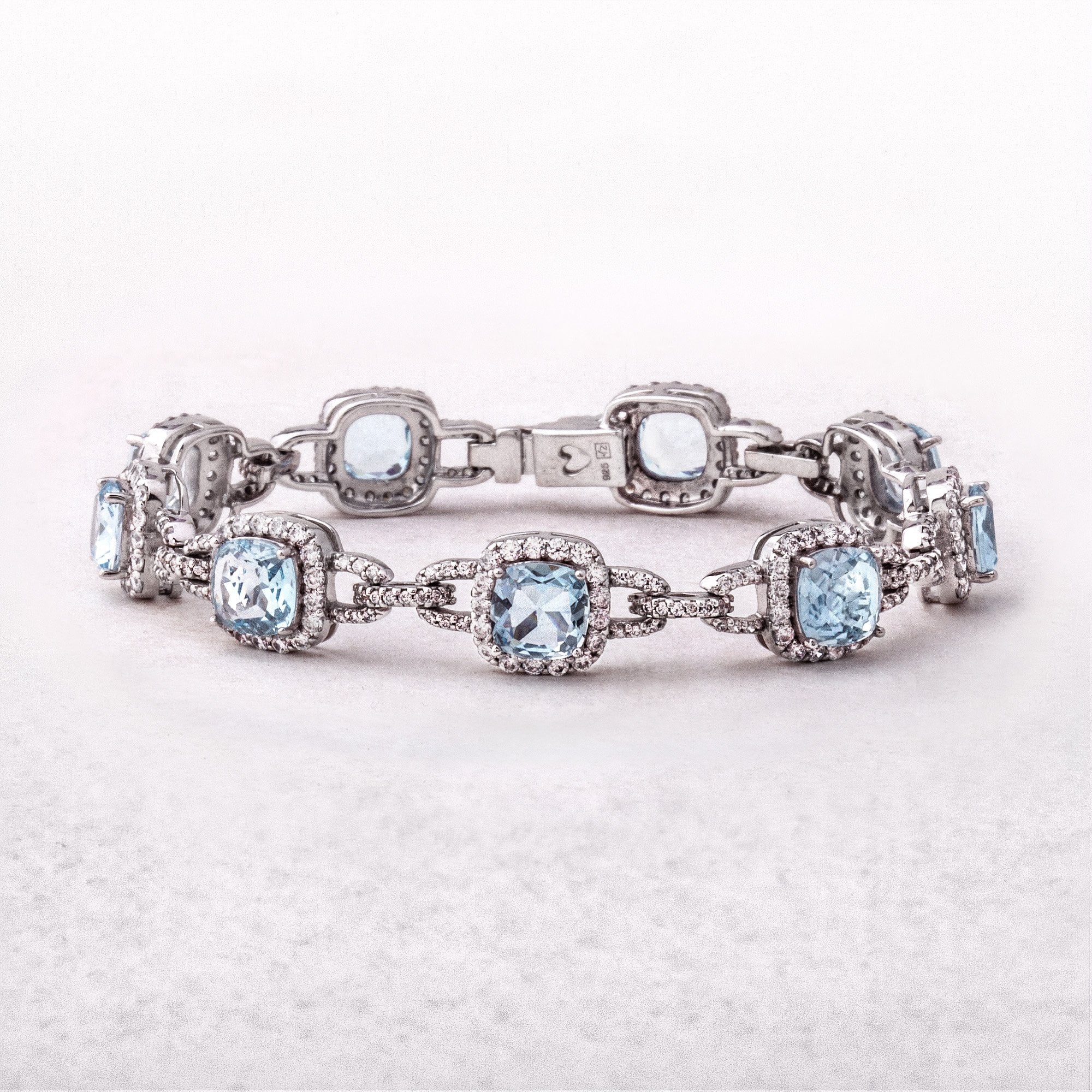 Cushion Shaped Blue Topaz Valdo Zeni Bracelet in Sterling Silver