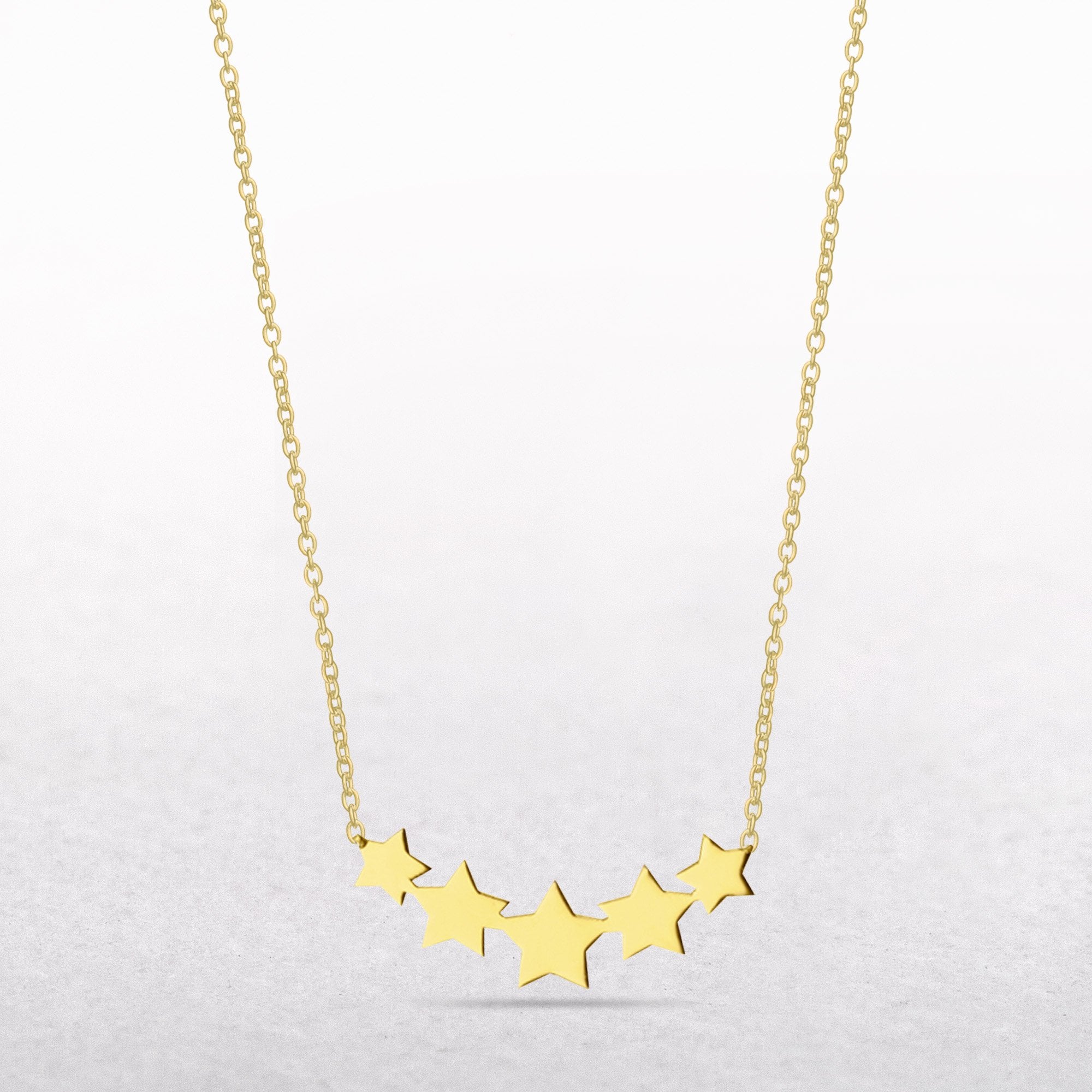 Delicate Graduated Five Star Pendant in 18ct Yellow Gold