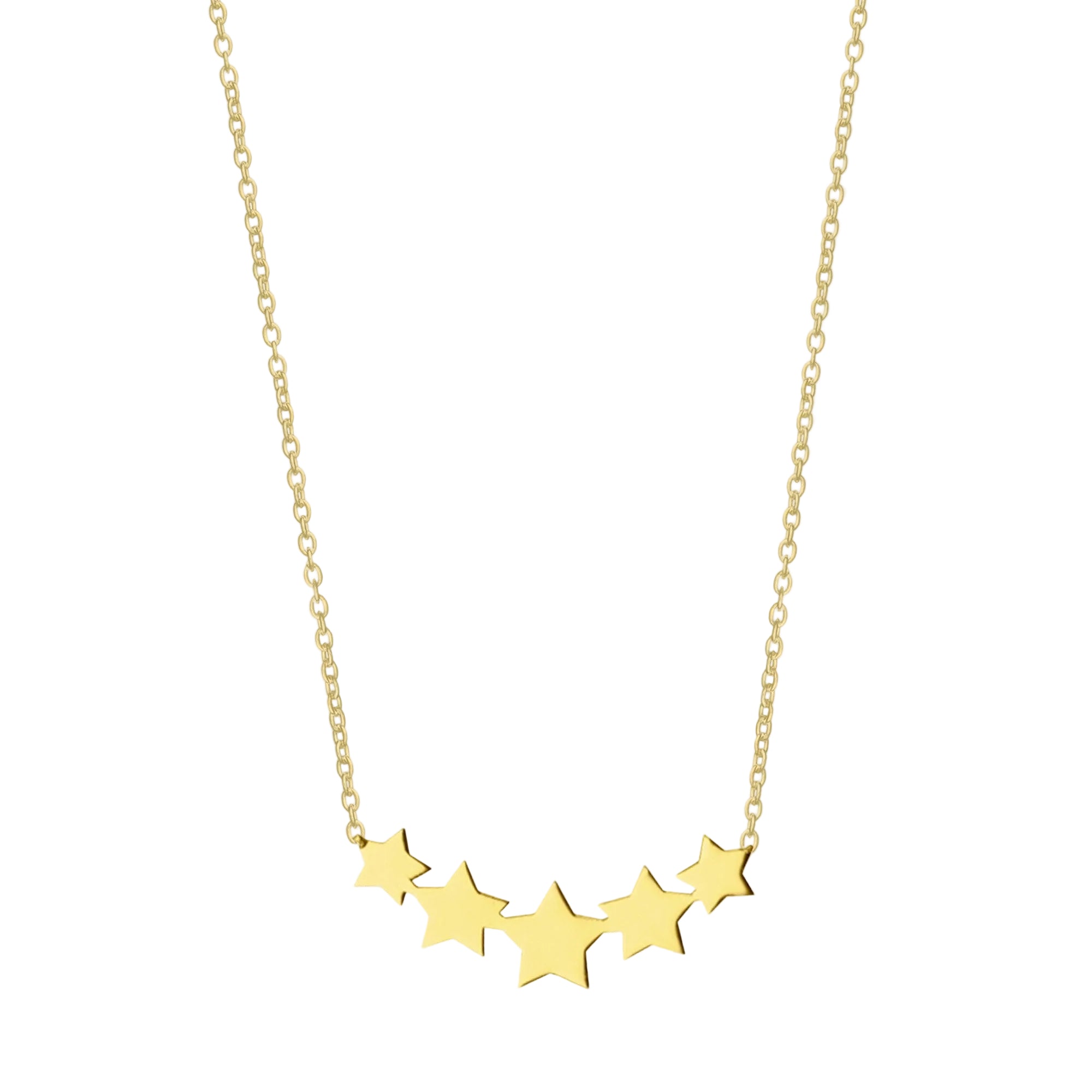 Delicate Graduated Five Star Pendant in 18ct Yellow Gold