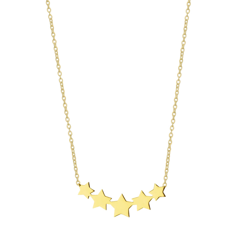Delicate Graduated Five Star Pendant in 18ct Yellow Gold
