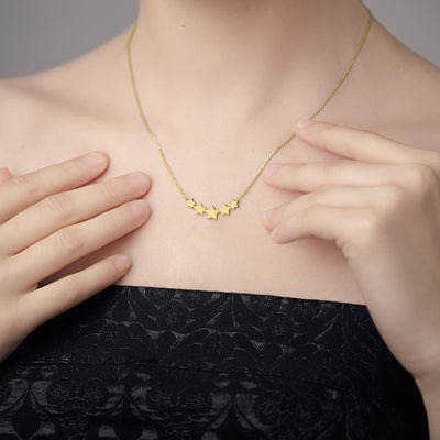 Delicate Graduated Five Star Pendant in 18ct Yellow Gold
