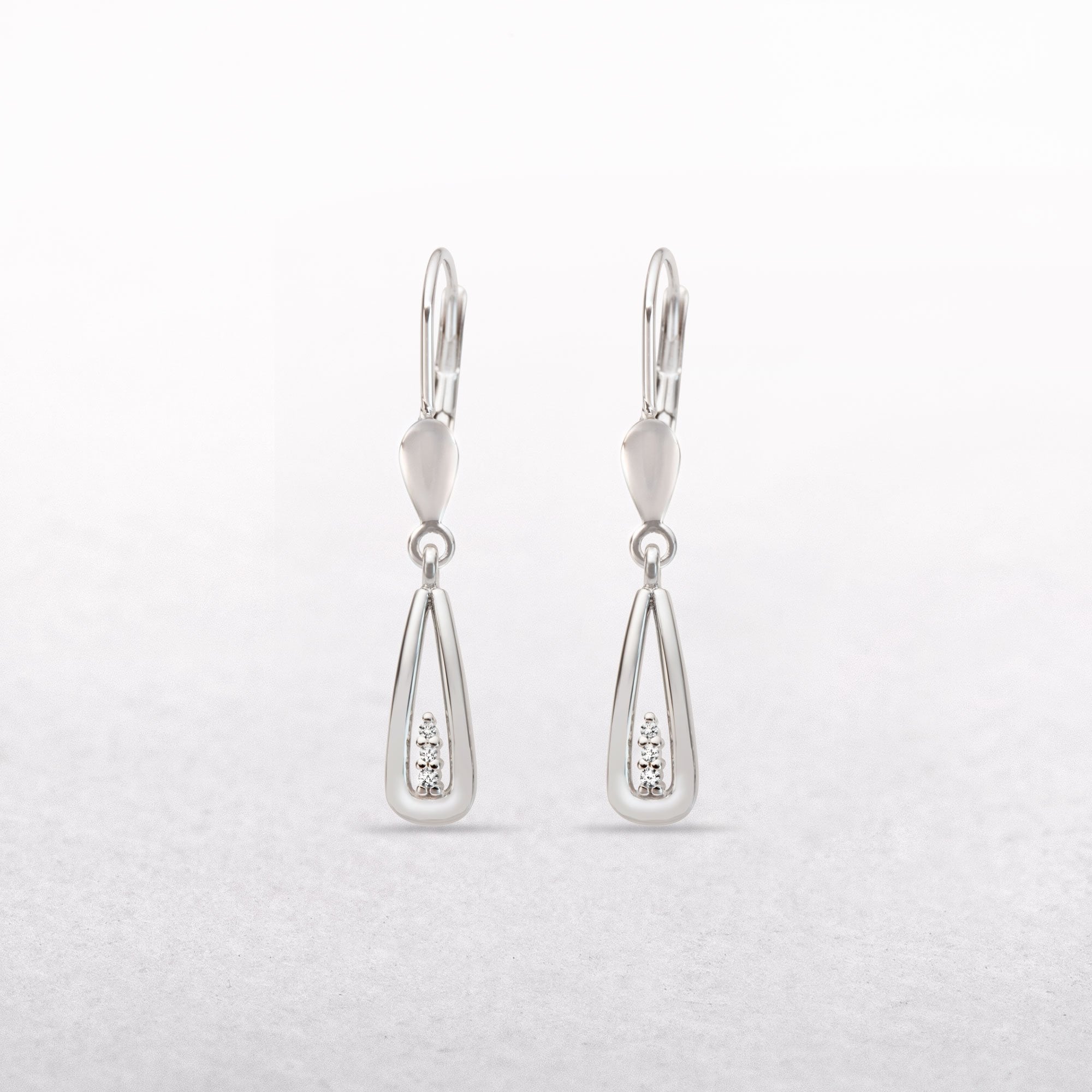 Diamond 0.02ct Pear Shape Drop Earrings in 9ct White Gold