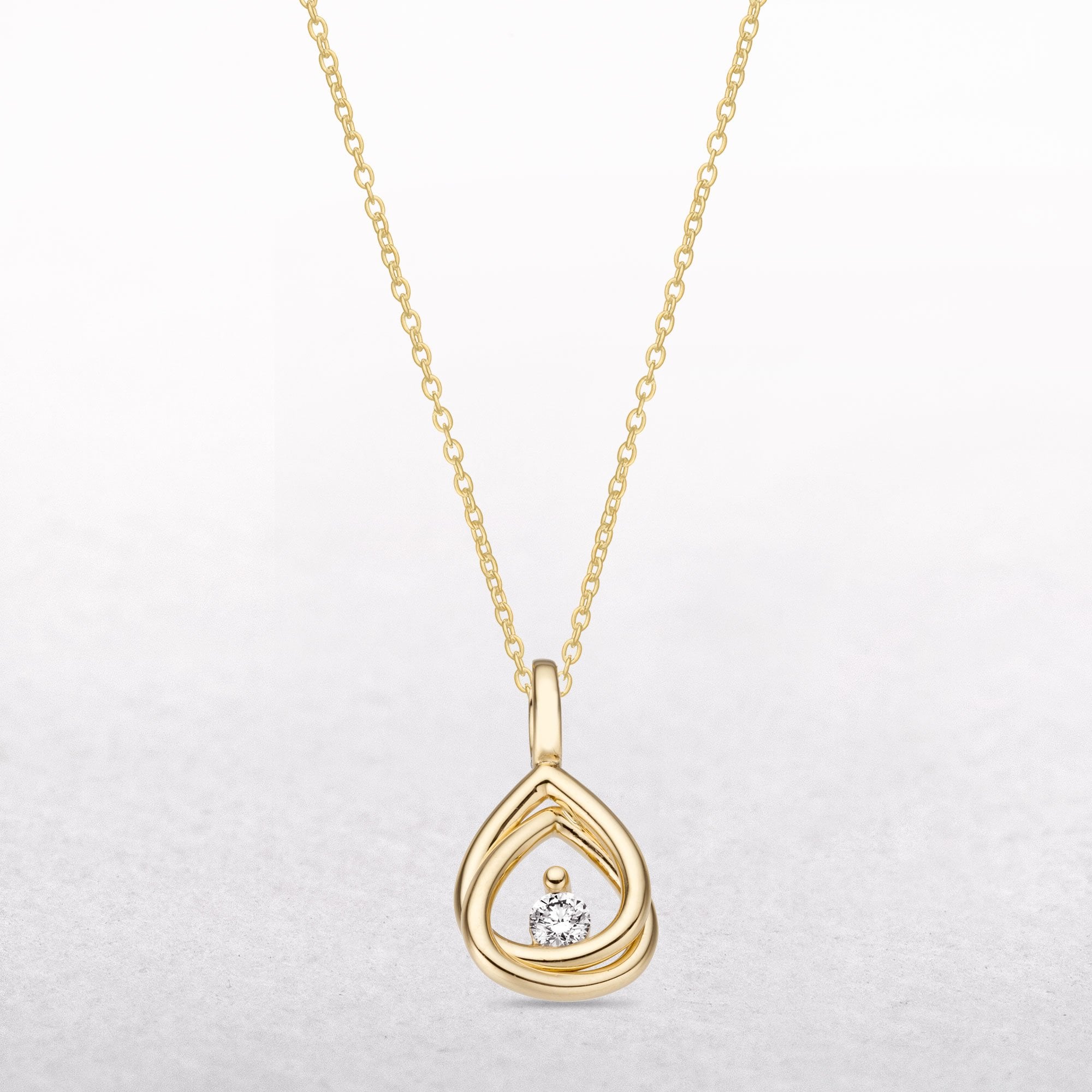 Diamond 0.07ct Yellow Gold Pear Shape Pendant