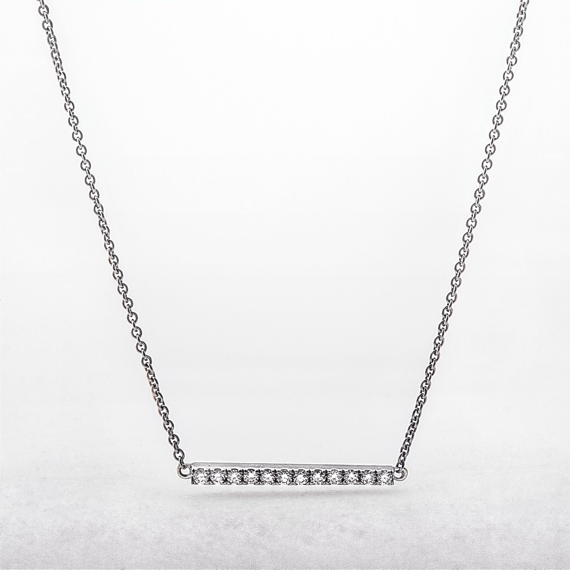 Diamond 0.16ct White Gold Bar Pendant