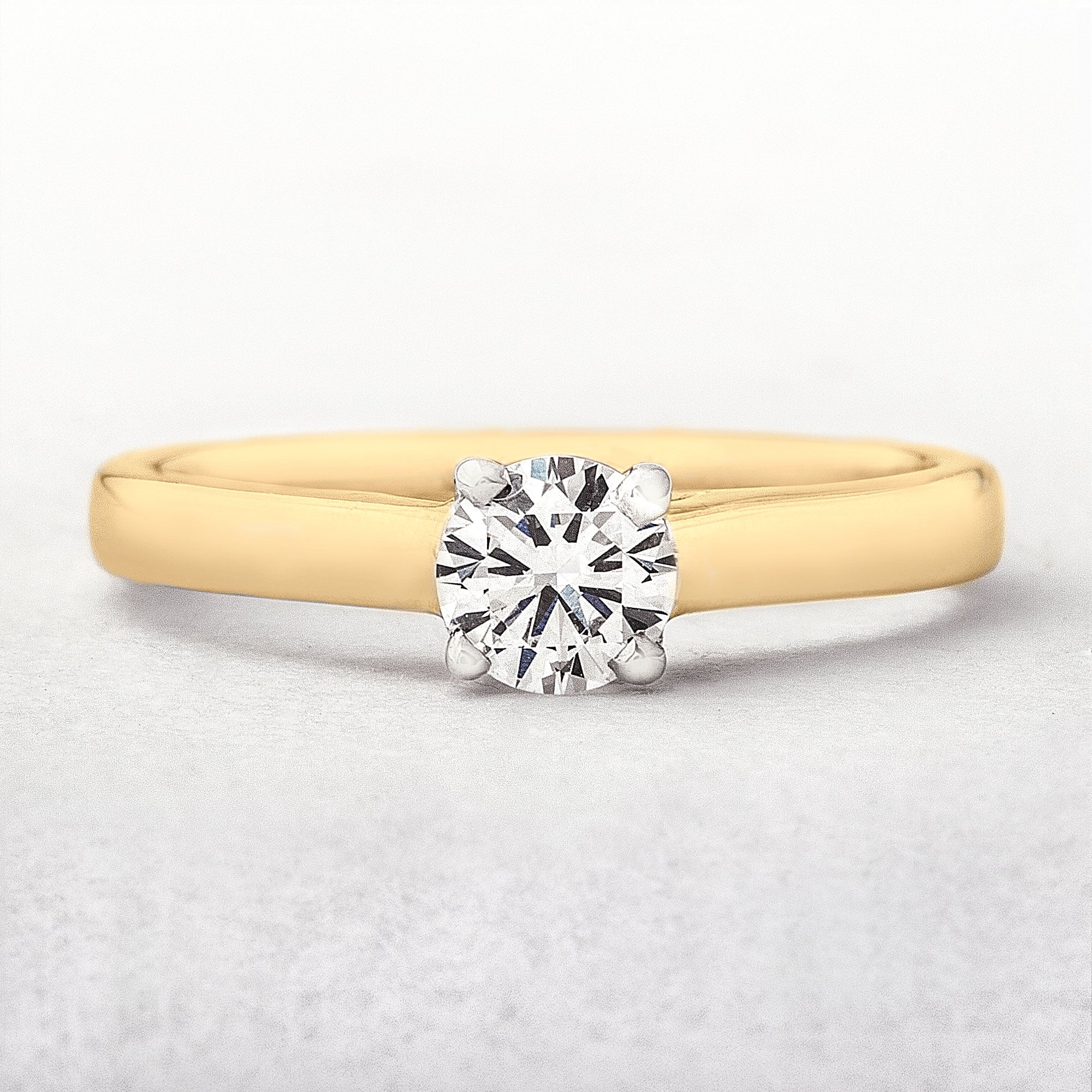Diamond 0.45ct E F / SI IGI Certified Round Cut Solitaire, 18ct Gold Ring