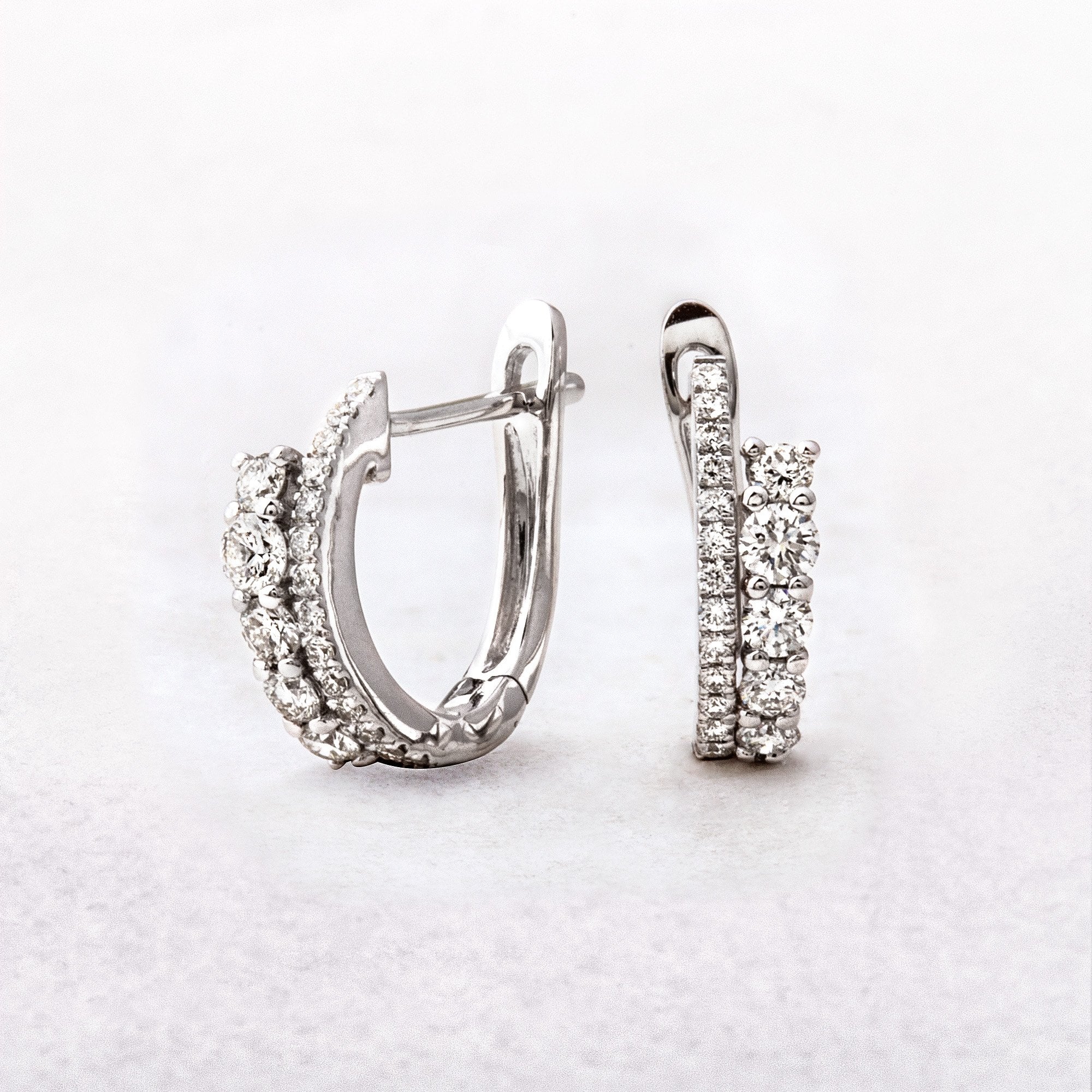 Diamond .58ct Double Row Hoop Earrings in 18ct White Gold