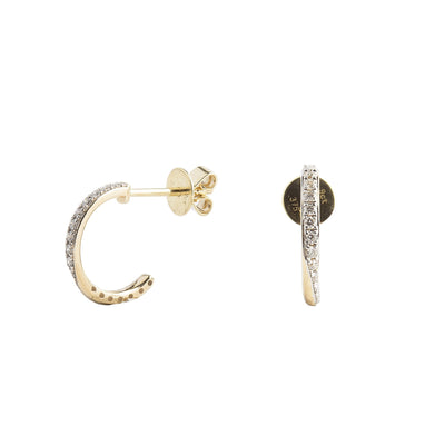 Diamond Half Hoop Earrings in 9ct Yellow Gold