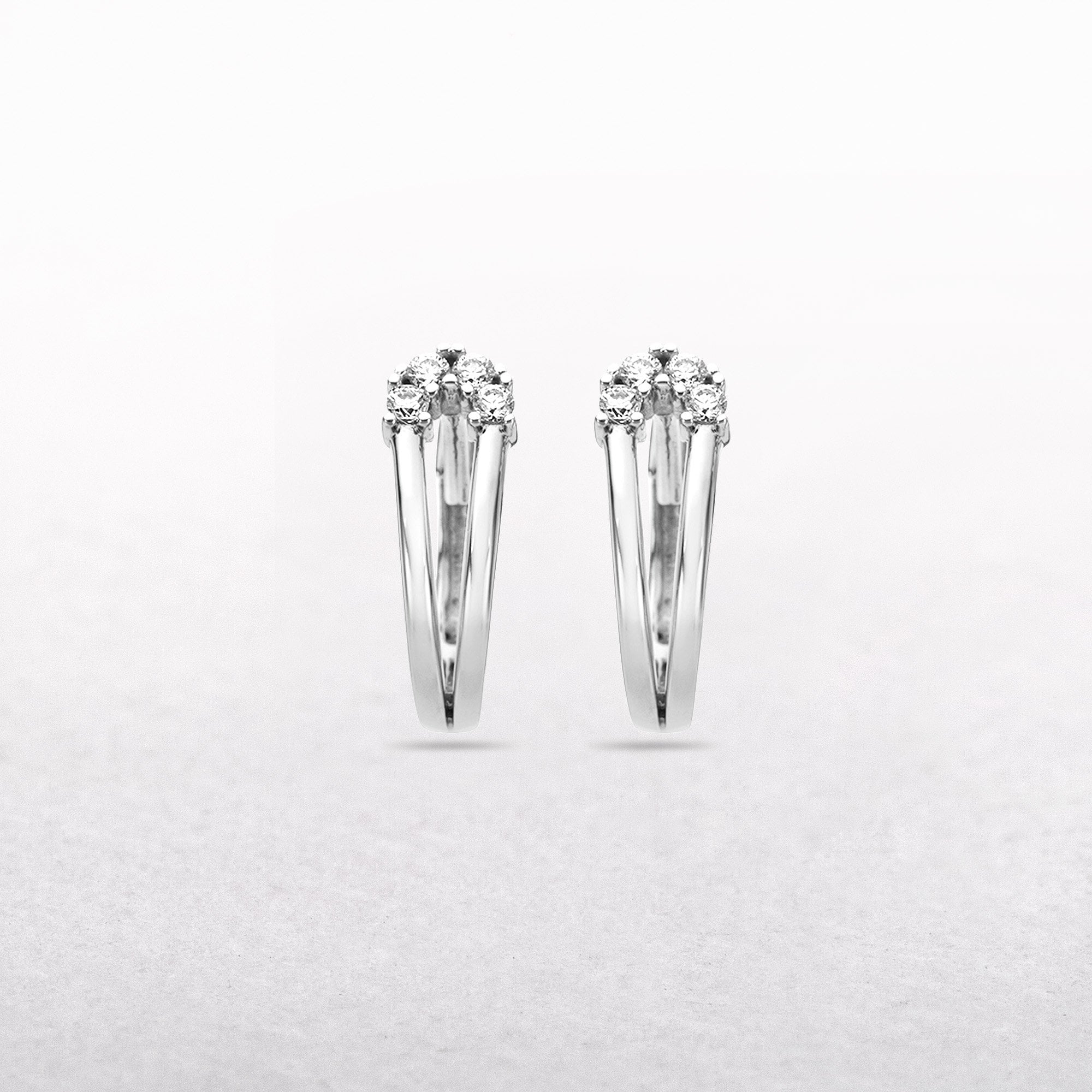 Diamond Set 0.12ct Cuff Hoop Earrings in 9ct White Gold