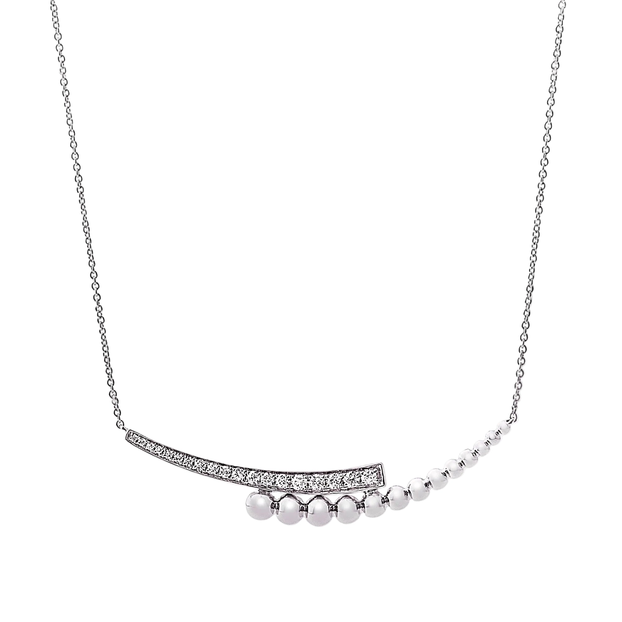 Double Beaded Crescent 0.23ct Natural Diamond Gold Pendant